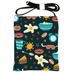 Seamless pattern with breakfast symbols morning coffee Shoulder Sling Bag