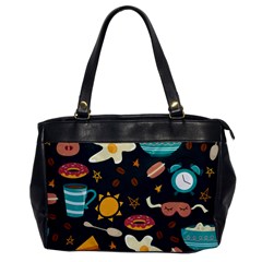 Seamless pattern with breakfast symbols morning coffee Oversize Office Handbag