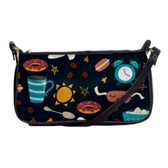 Seamless pattern with breakfast symbols morning coffee Shoulder Clutch Bag