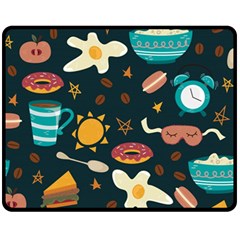 Seamless pattern with breakfast symbols morning coffee Fleece Blanket (Medium) 