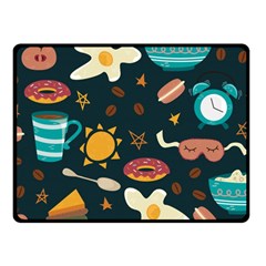 Seamless pattern with breakfast symbols morning coffee Fleece Blanket (Small)