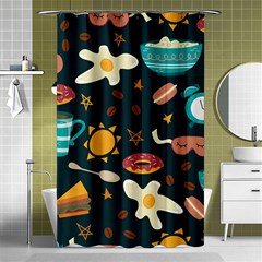 Seamless pattern with breakfast symbols morning coffee Shower Curtain 48  x 72  (Small) 