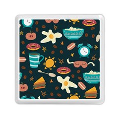 Seamless pattern with breakfast symbols morning coffee Memory Card Reader (Square)