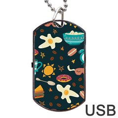 Seamless Pattern With Breakfast Symbols Morning Coffee Dog Tag Usb Flash (two Sides) by BangZart