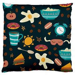 Seamless pattern with breakfast symbols morning coffee Large Cushion Case (One Side)