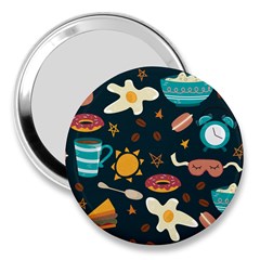 Seamless Pattern With Breakfast Symbols Morning Coffee 3  Handbag Mirrors by BangZart