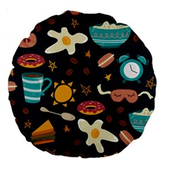 Seamless pattern with breakfast symbols morning coffee Large 18  Premium Round Cushions