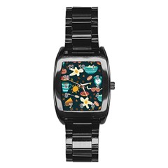 Seamless pattern with breakfast symbols morning coffee Stainless Steel Barrel Watch