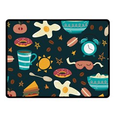 Seamless pattern with breakfast symbols morning coffee Double Sided Fleece Blanket (Small) 