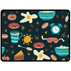 Seamless pattern with breakfast symbols morning coffee Double Sided Fleece Blanket (Large) 