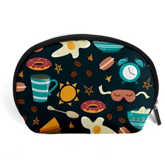 Seamless pattern with breakfast symbols morning coffee Accessory Pouch (Large)