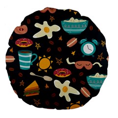 Seamless pattern with breakfast symbols morning coffee Large 18  Premium Flano Round Cushions