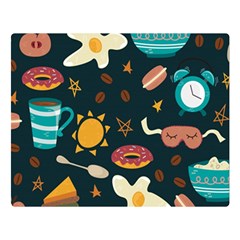 Seamless pattern with breakfast symbols morning coffee Double Sided Flano Blanket (Large) 