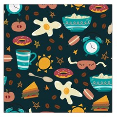 Seamless pattern with breakfast symbols morning coffee Large Satin Scarf (Square)