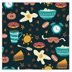 Seamless pattern with breakfast symbols morning coffee Large Satin Scarf (Square) Front