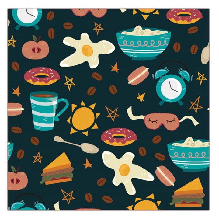 Seamless pattern with breakfast symbols morning coffee Large Satin Scarf (Square)