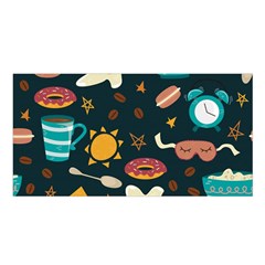 Seamless pattern with breakfast symbols morning coffee Satin Shawl