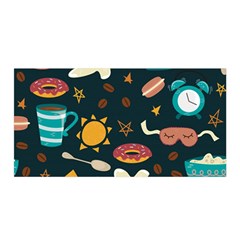 Seamless pattern with breakfast symbols morning coffee Satin Wrap