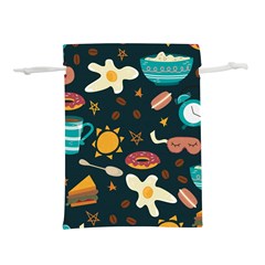 Seamless pattern with breakfast symbols morning coffee Lightweight Drawstring Pouch (L)