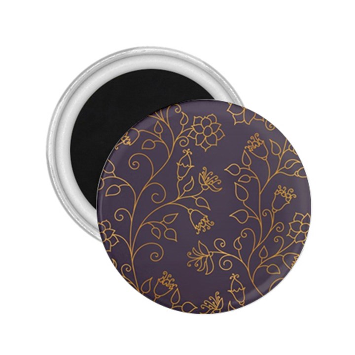 Seamless pattern gold floral ornament dark background fashionable textures golden luster 2.25  Magnets