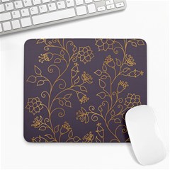 Seamless Pattern Gold Floral Ornament Dark Background Fashionable Textures Golden Luster Large Mousepads by BangZart