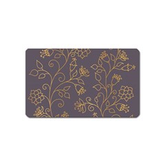 Seamless Pattern Gold Floral Ornament Dark Background Fashionable Textures Golden Luster Magnet (name Card) by BangZart