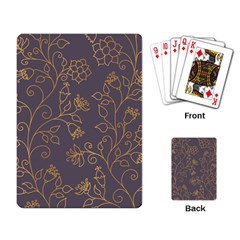 Seamless Pattern Gold Floral Ornament Dark Background Fashionable Textures Golden Luster Playing Cards Single Design (rectangle) by BangZart