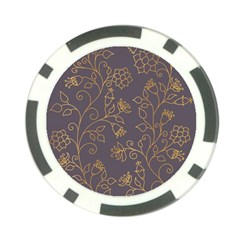 Seamless Pattern Gold Floral Ornament Dark Background Fashionable Textures Golden Luster Poker Chip Card Guard by BangZart