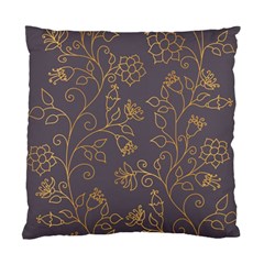 Seamless Pattern Gold Floral Ornament Dark Background Fashionable Textures Golden Luster Standard Cushion Case (two Sides) by BangZart