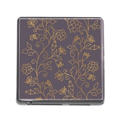 Seamless Pattern Gold Floral Ornament Dark Background Fashionable Textures Golden Luster Memory Card Reader (square 5 Slot) by BangZart