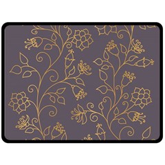 Seamless Pattern Gold Floral Ornament Dark Background Fashionable Textures Golden Luster Fleece Blanket (large) 