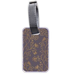 Seamless Pattern Gold Floral Ornament Dark Background Fashionable Textures Golden Luster Luggage Tag (two Sides) by BangZart