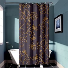 Seamless Pattern Gold Floral Ornament Dark Background Fashionable Textures Golden Luster Shower Curtain 36  X 72  (stall)  by BangZart