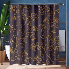 Seamless Pattern Gold Floral Ornament Dark Background Fashionable Textures Golden Luster Shower Curtain 60  X 72  (medium)  by BangZart