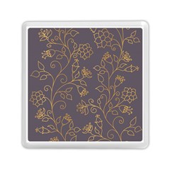 Seamless Pattern Gold Floral Ornament Dark Background Fashionable Textures Golden Luster Memory Card Reader (square) by BangZart