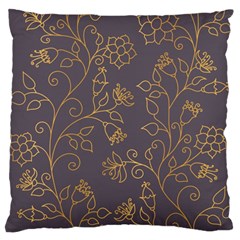 Seamless Pattern Gold Floral Ornament Dark Background Fashionable Textures Golden Luster Large Cushion Case (one Side) by BangZart