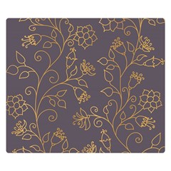 Seamless Pattern Gold Floral Ornament Dark Background Fashionable Textures Golden Luster Double Sided Flano Blanket (small)  by BangZart