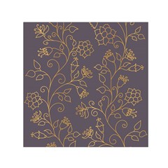 Seamless Pattern Gold Floral Ornament Dark Background Fashionable Textures Golden Luster Small Satin Scarf (square) by BangZart