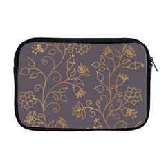 Seamless Pattern Gold Floral Ornament Dark Background Fashionable Textures Golden Luster Apple Macbook Pro 17  Zipper Case by BangZart