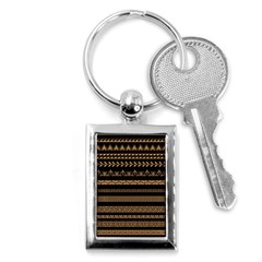 Set Antique Greek Borders Seamless Ornaments Golden Color Black Background Flat Style Greece Concept Key Chain (rectangle) by BangZart