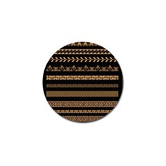 Set Antique Greek Borders Seamless Ornaments Golden Color Black Background Flat Style Greece Concept Golf Ball Marker by BangZart