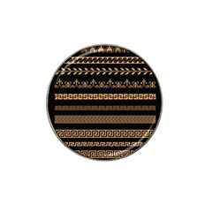 Set Antique Greek Borders Seamless Ornaments Golden Color Black Background Flat Style Greece Concept Hat Clip Ball Marker (10 Pack) by BangZart