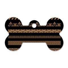 Set Antique Greek Borders Seamless Ornaments Golden Color Black Background Flat Style Greece Concept Dog Tag Bone (two Sides) by BangZart