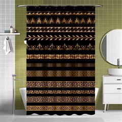 Set Antique Greek Borders Seamless Ornaments Golden Color Black Background Flat Style Greece Concept Shower Curtain 48  X 72  (small)  by BangZart