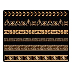 Set Antique Greek Borders Seamless Ornaments Golden Color Black Background Flat Style Greece Concept Double Sided Flano Blanket (large)  by BangZart