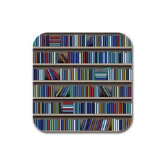 Bookshelf Rubber Square Coaster (4 Pack)  by BangZart