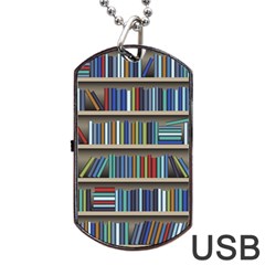 Bookshelf Dog Tag Usb Flash (two Sides) by BangZart