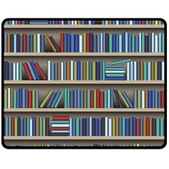 Bookshelf Double Sided Fleece Blanket (medium)  by BangZart