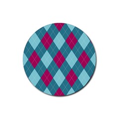 Argyle Pattern Seamless Fabric Texture Background Classic Argill Ornament Rubber Coaster (round)  by BangZart