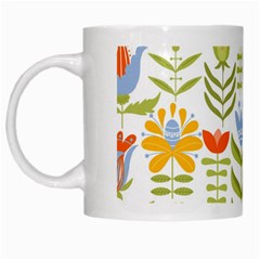 Seamless Pattern With Various Flowers Leaves Folk Motif White Mugs by BangZart